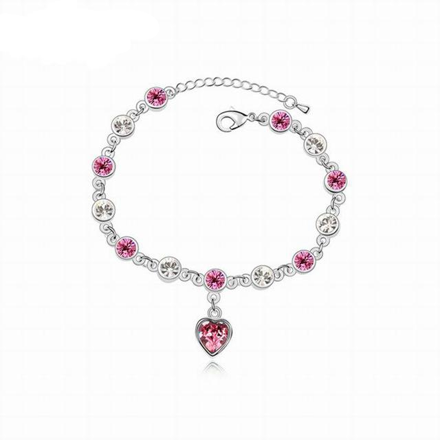 Fashion Bracelet Hot Wedding Female Heart Crystal Bracelets For Women Luxury Temperament Silver-Color Fine Jewelry Gift