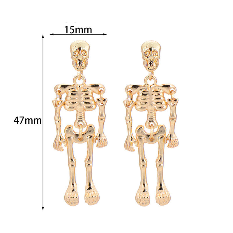 Hot Fashion Skeleton Skull Stud Earrings Biker Jewelry Wholesale Antique Vintage Punk Earrings for Women Gift