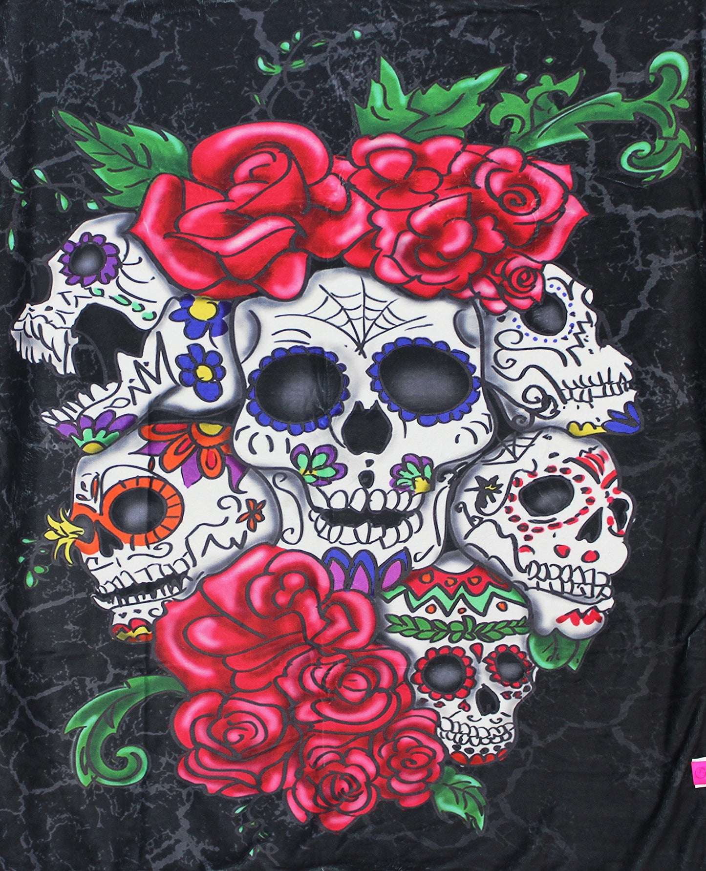 Ardras Six Skulls N Roses Silk Touch Throw with Sherpa Lining 50" x 60"