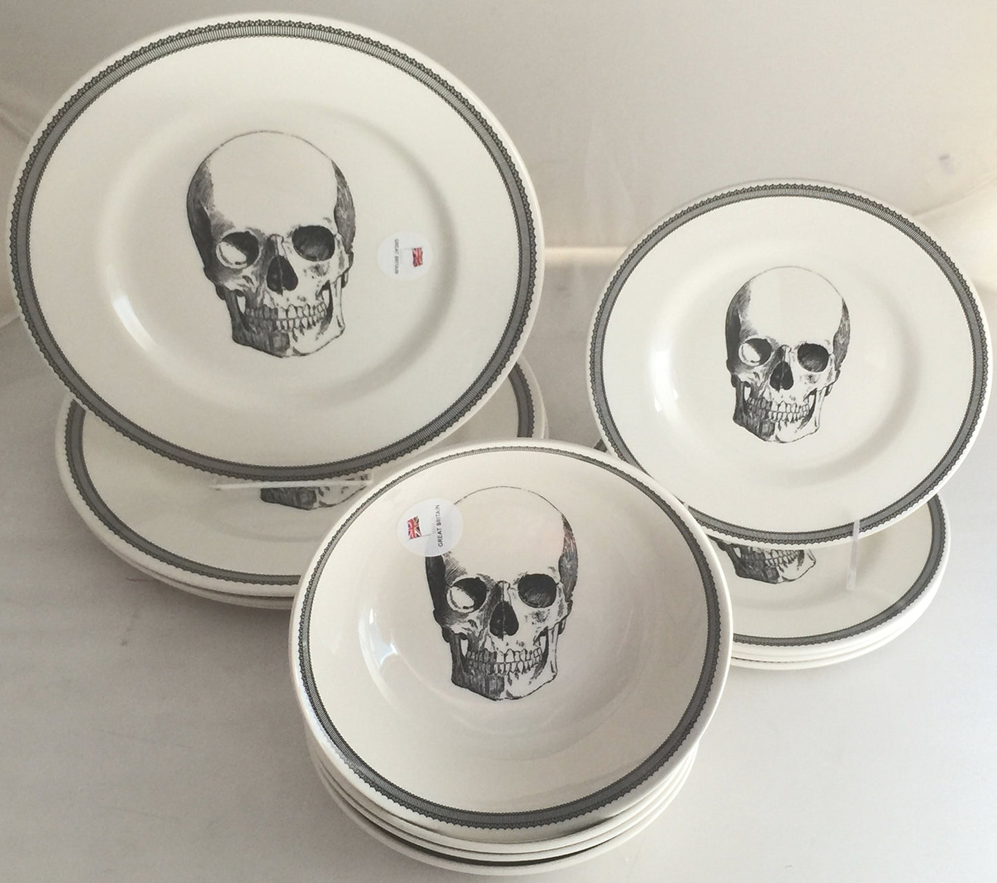 Halloween Lace Skull Porcelain Ceramic Dinner Plates, Salad Plates