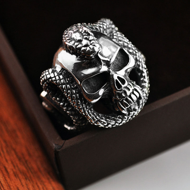 925 Silver Skull Rings Snake Fashion Skeleton