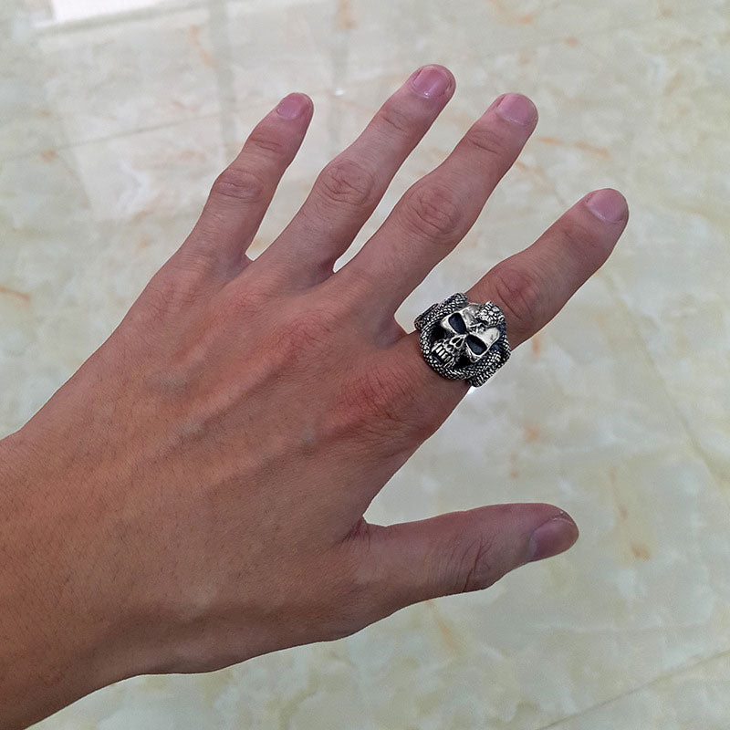 925 Silver Skull Rings Snake Fashion Skeleton