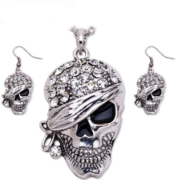 Punk Rock Rhinestone Skull Necklace Collier Homme Femme Max Colar Masculino Neckless Men Chunky Ethnic Women Neclace
