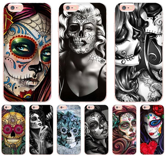 Day of the Dead transparent soft tpu phone case cover