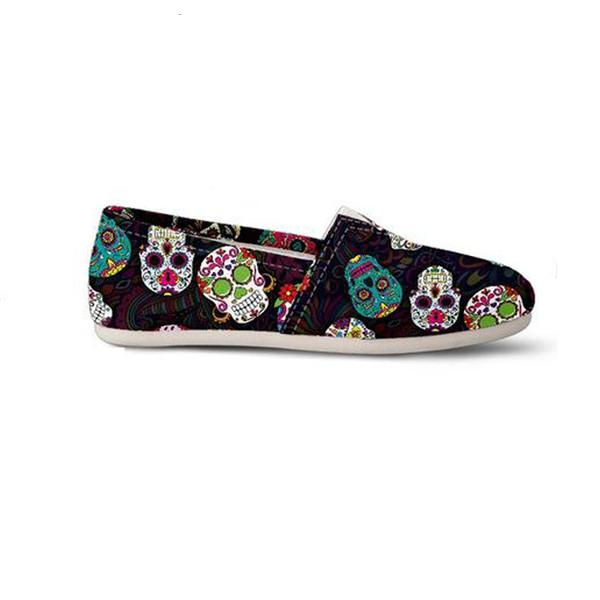 Sugar Skulls High Quality Women Flats Shoes Fashion Ladies Loafers Casual Comfortable Light for Female Lazy