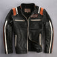 Men's Punk style Embroidery skulls leather motorcycle jacket Vintage black