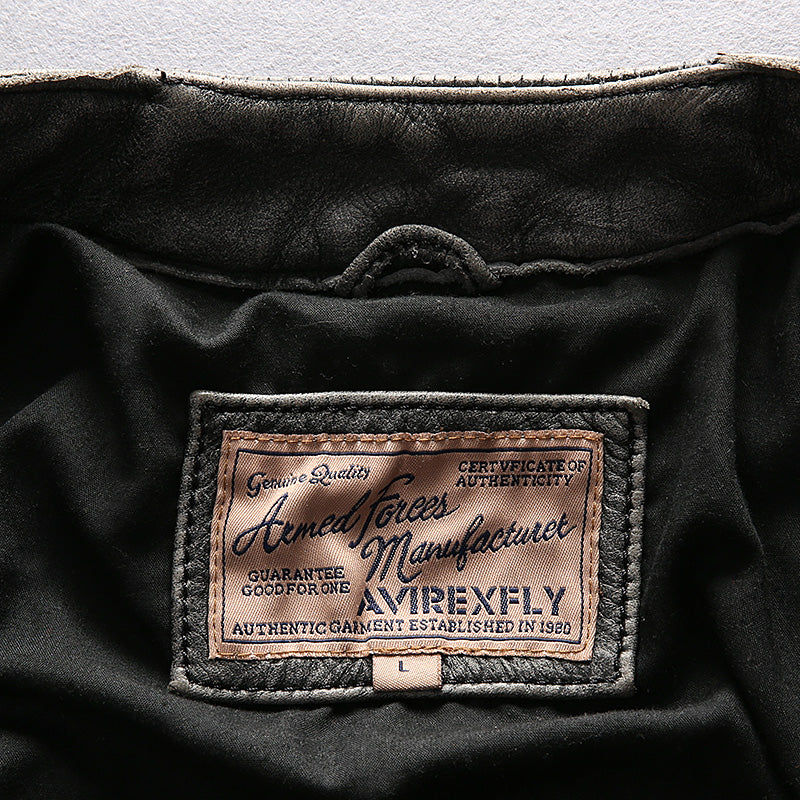 Men's Punk style Embroidery skulls leather motorcycle jacket Vintage black