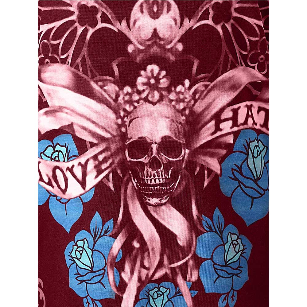 Women T-Shirt Plus Size Chains Embellished Skull T-Shirt Punk Casual Off Shoulder Ladies Tops Gothic Tshirt Big Size 5XL