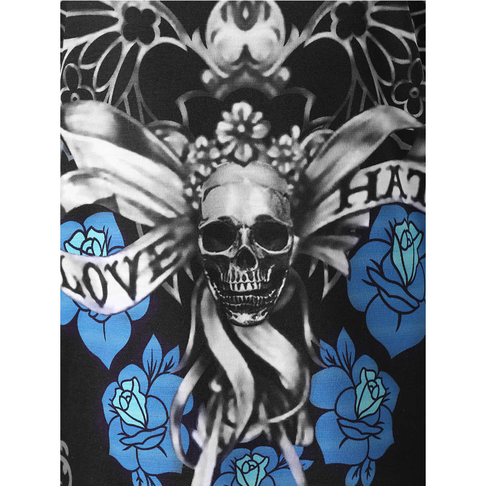 Women T-Shirt Plus Size Chains Embellished Skull T-Shirt Punk Casual Off Shoulder Ladies Tops Gothic Tshirt Big Size 5XL