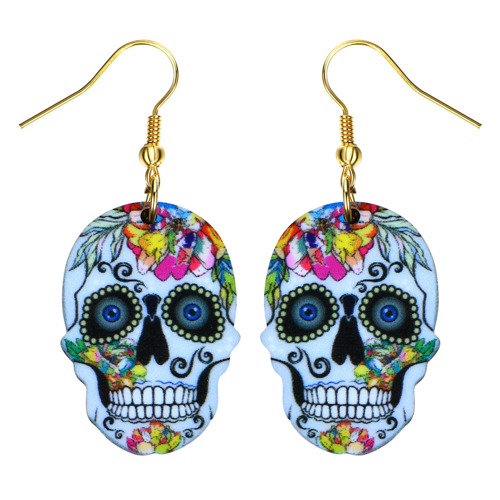 Sugar Skull Earring For Women Calavera Sugary-sweet whimsical skull Earrings Mexican Day of the Dead Halloween