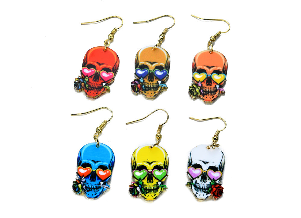 Sugar Skull Earring For Women Calavera Sugary-sweet whimsical skull Earrings Mexican Day of the Dead Halloween