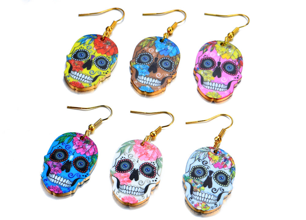 Sugar Skull Earring For Women Calavera Sugary-sweet whimsical skull Earrings Mexican Day of the Dead Halloween