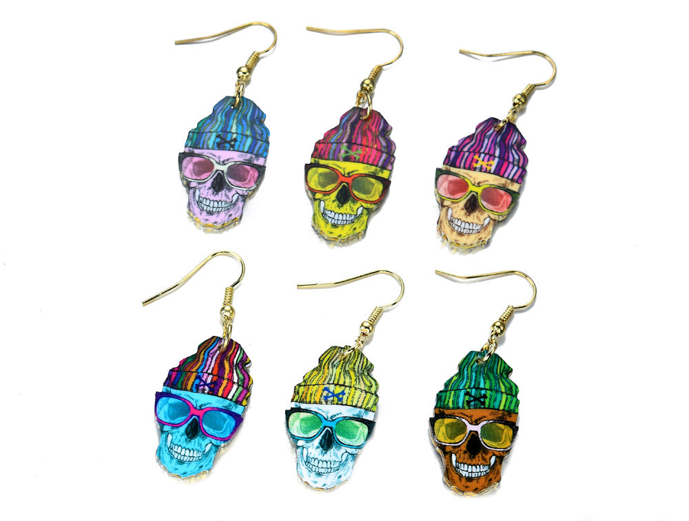 Sugar Skull Earring For Women Calavera Sugary-sweet whimsical skull Earrings Mexican Day of the Dead Halloween