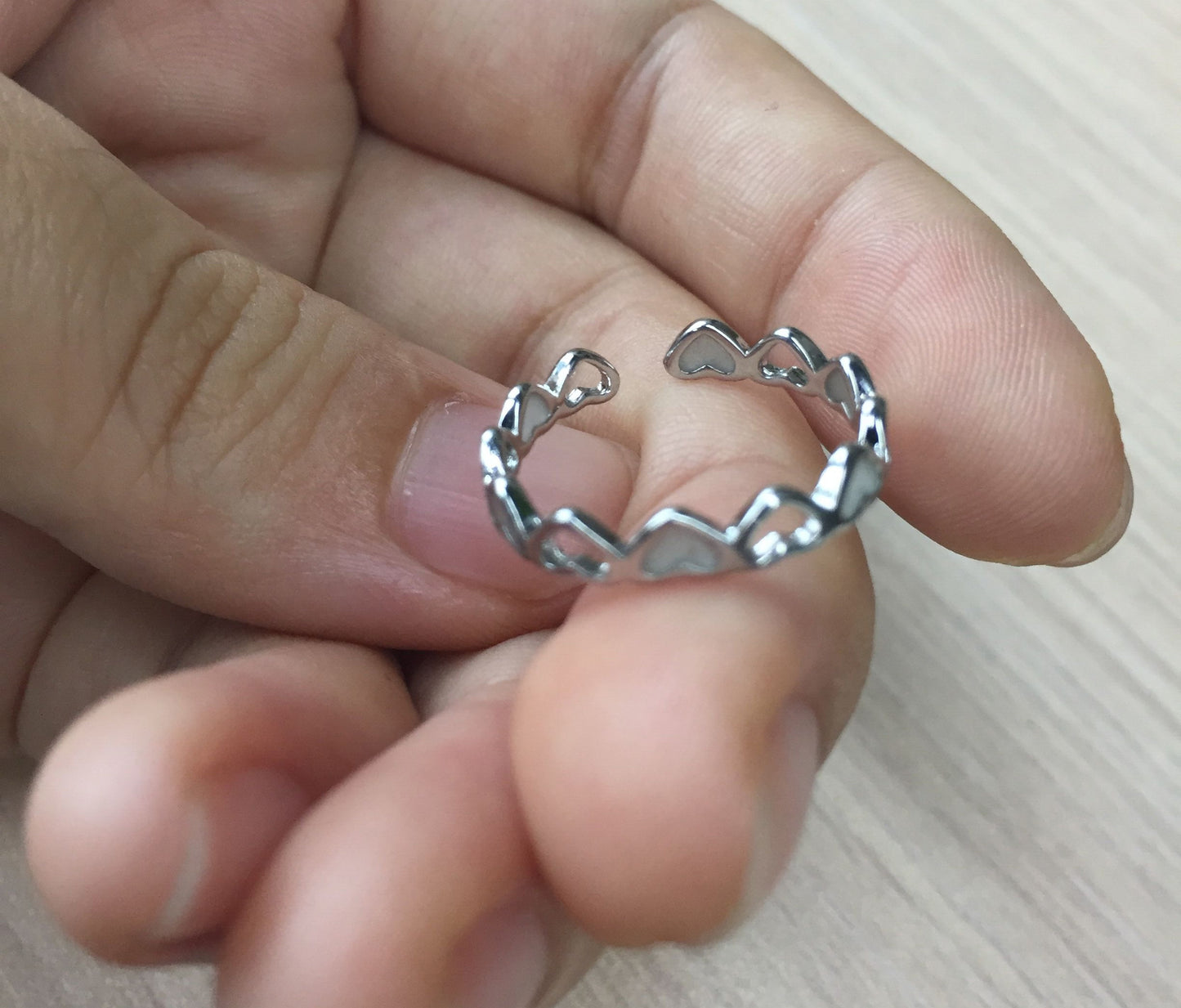 Adjustable Heart Shape Luminous Ring Glowing in Dark Silver Color Rings