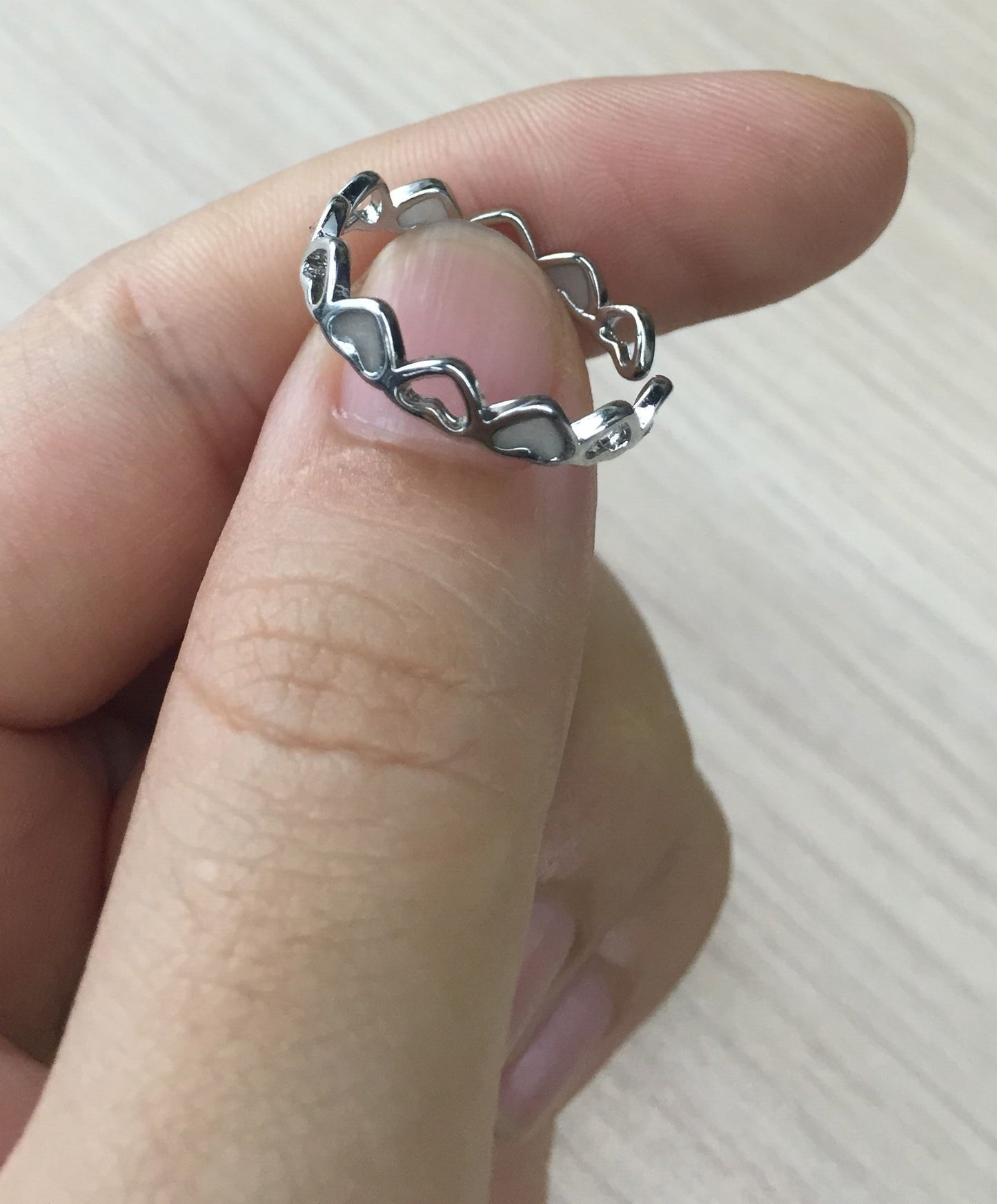 Adjustable Heart Shape Luminous Ring Glowing in Dark Silver Color Rings
