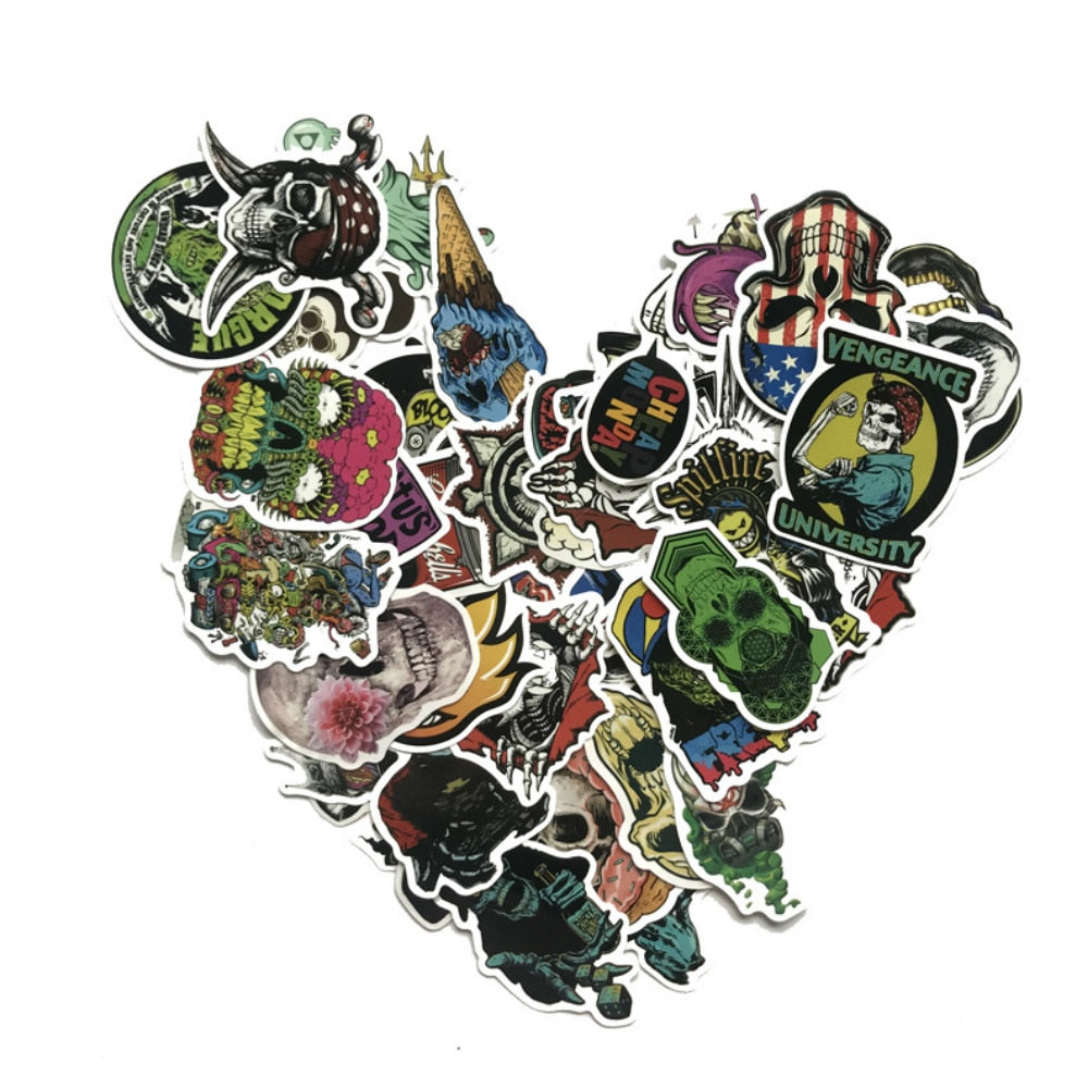 50pcs/pack Terror Series Skull Graffiti Car Sticker