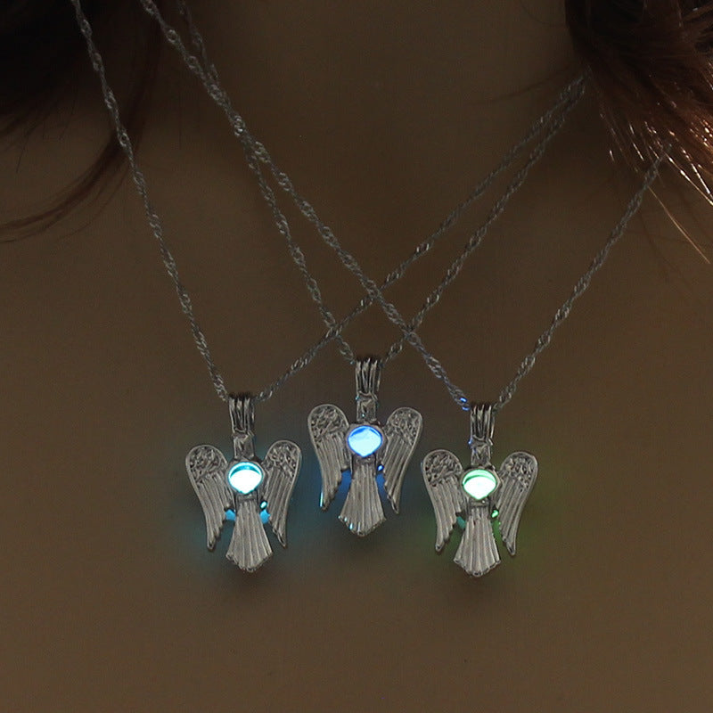 Angel Wings Pendant Supernatural Necklace Women Jewelry Luminous Necklace GLOW in the DARK gift