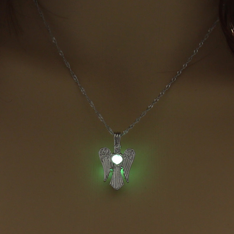 Angel Wings Pendant Supernatural Necklace Women Jewelry Luminous Necklace GLOW in the DARK gift