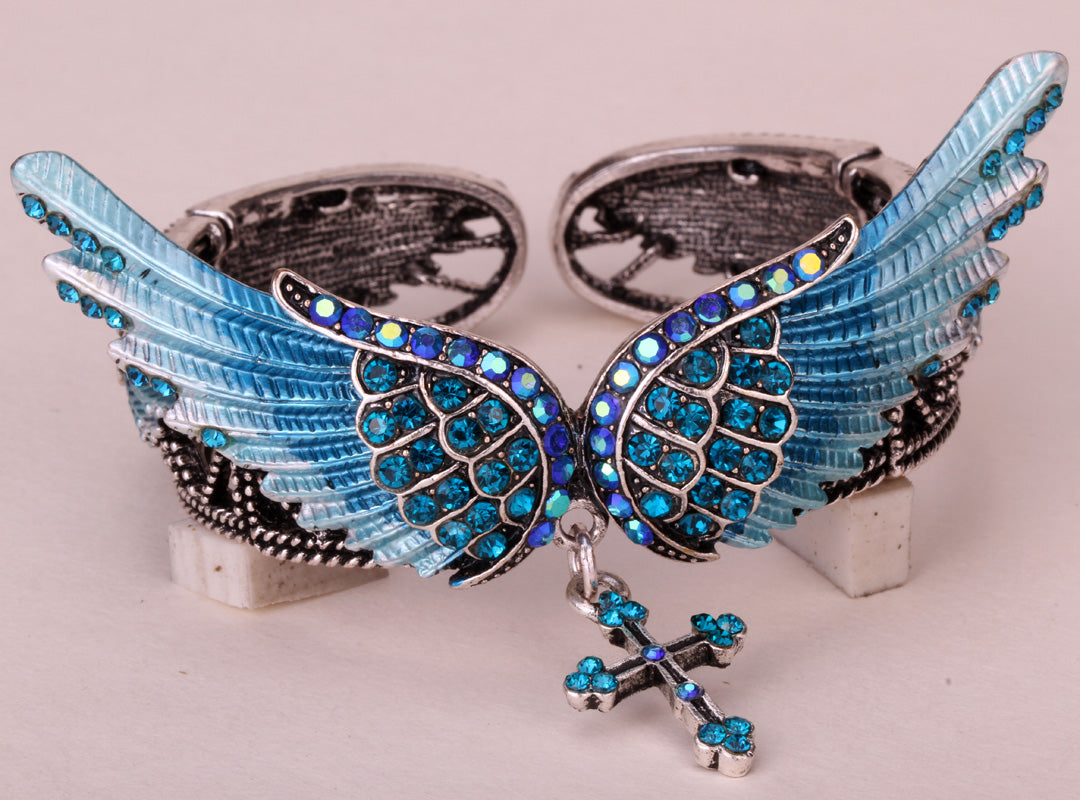 Angel wing cross necklace bracelet sets women biker jewelry birthday gifts women her girlfriend wife mom
