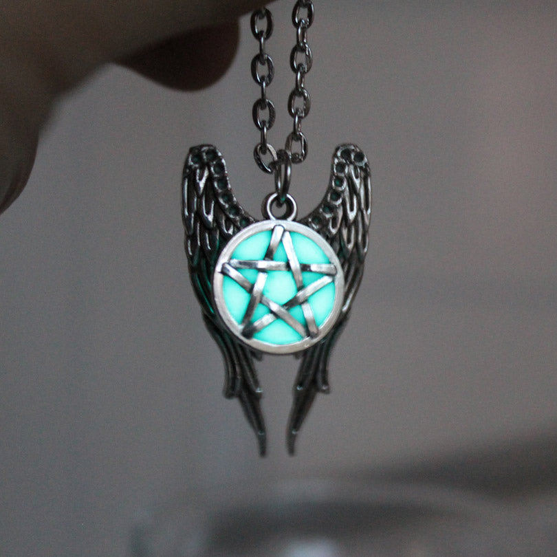 Angel Wings Pendant Supernatural Necklace Women Jewelry Luminous Necklace GLOW in the DARK gift