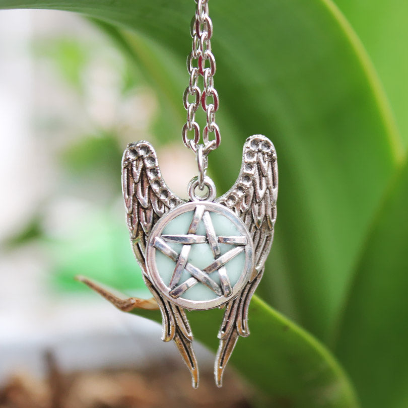 Angel Wings Pendant Supernatural Necklace Women Jewelry Luminous Necklace GLOW in the DARK gift