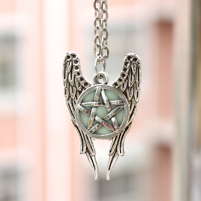 Angel Wings Pendant Supernatural Necklace Women Jewelry Luminous Necklace GLOW in the DARK gift