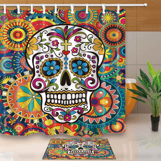 Sugar Skull Bathroom Curtains / Mat