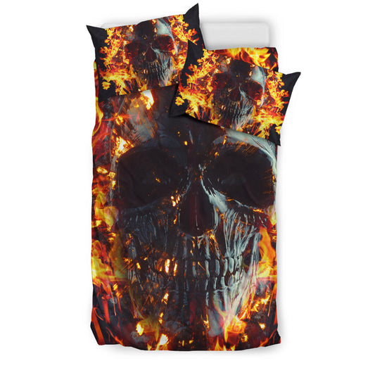 Fire gothic skull bedding duvet cover set