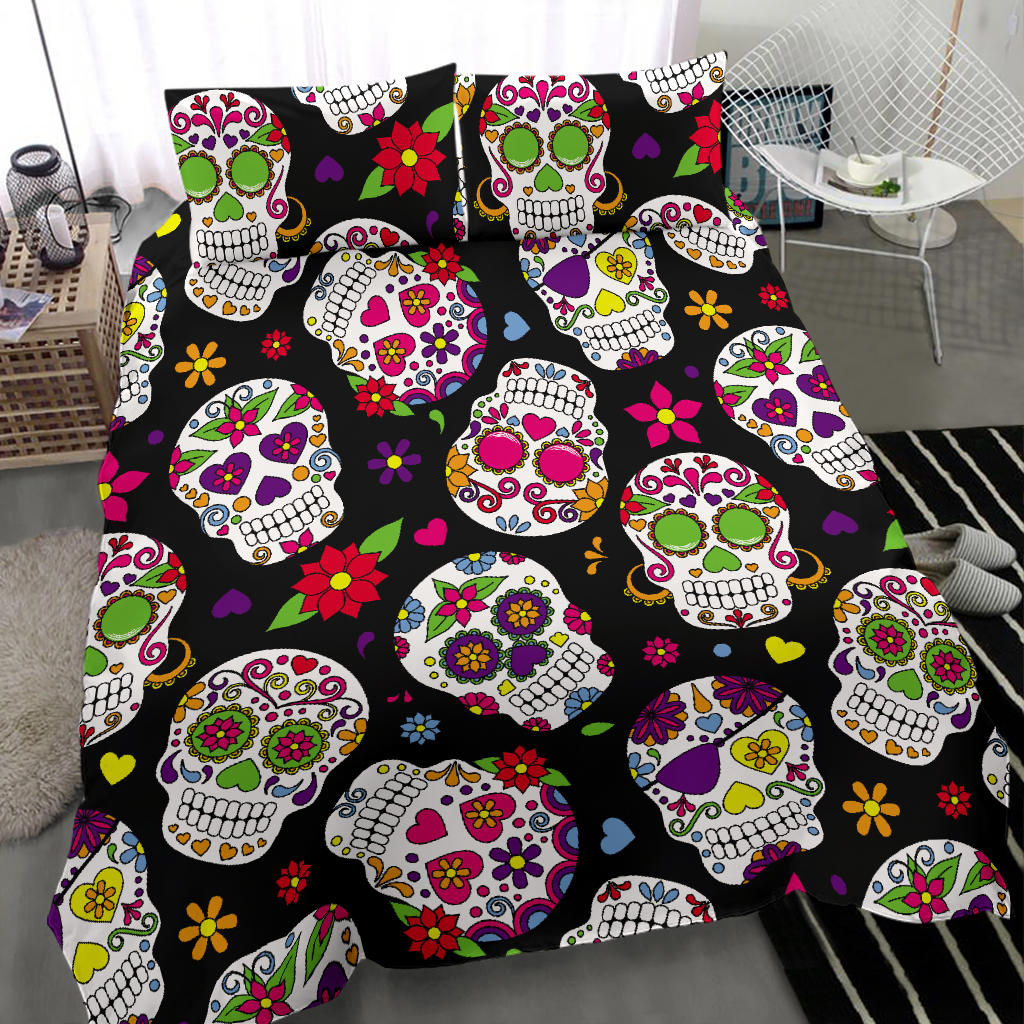 Sugar skull bedding duvet cover set