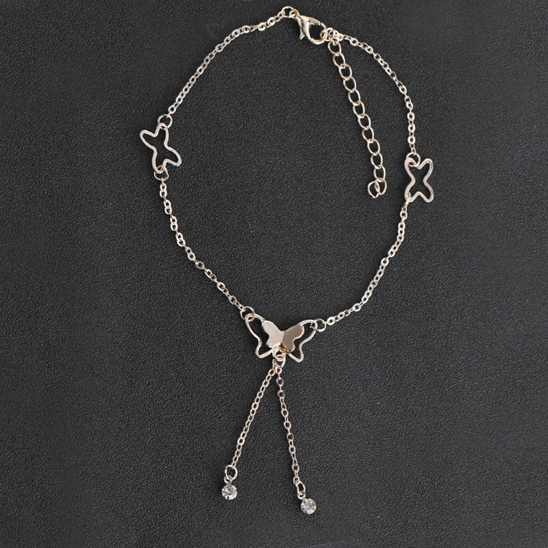 Butterfly Pendant Anklets Foot Chain Summer Yoga Beach Leg Bracelet Handmade Anklet Rose Gold Silver Color Jewelry Gift
