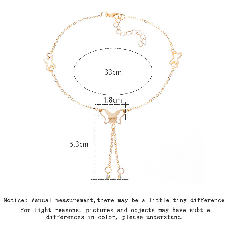 Butterfly Pendant Anklets Foot Chain Summer Yoga Beach Leg Bracelet Handmade Anklet Rose Gold Silver Color Jewelry Gift