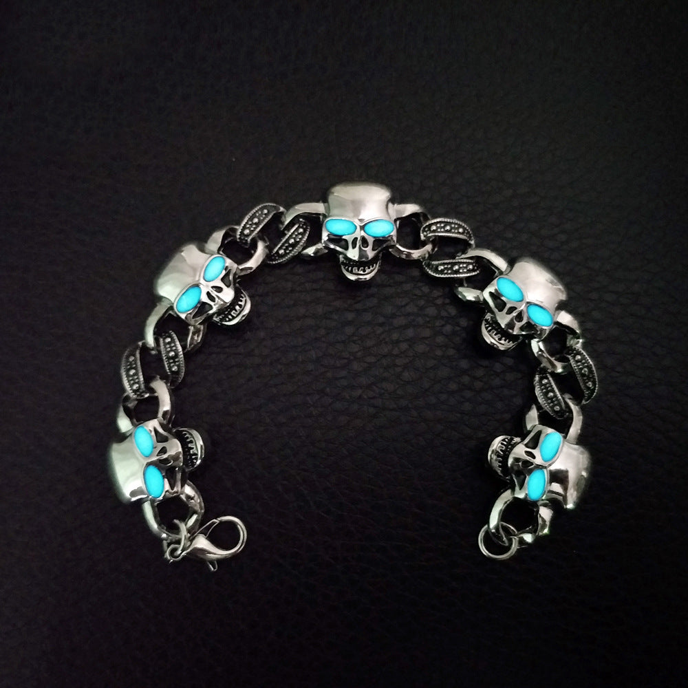 Glowing in the Dark Skull Punk Bangles & Bracelets Ethnic Alloy Skull Punk Jewelry Bracelet For Men Ethnic Gift 2018