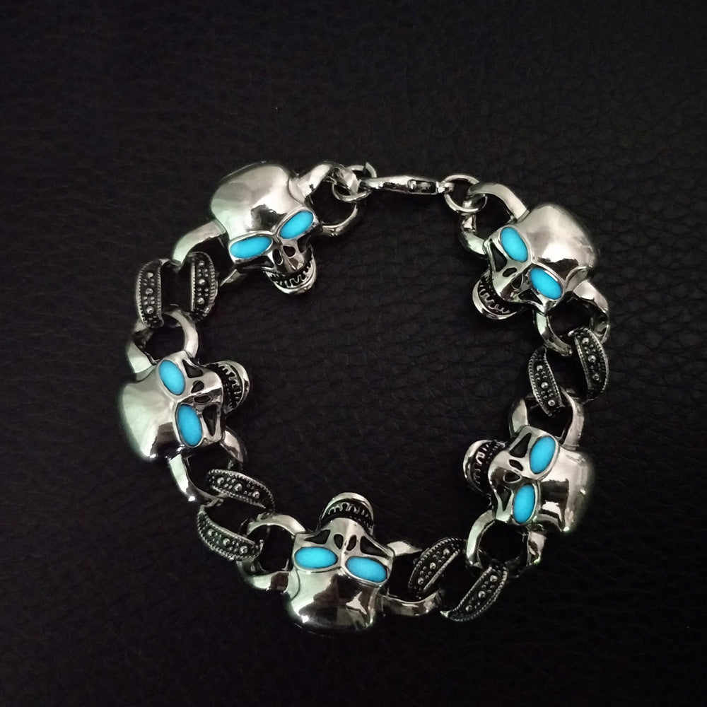 Glowing in the Dark Skull Punk Bangles & Bracelets Ethnic Alloy Skull Punk Jewelry Bracelet For Men Ethnic Gift 2018