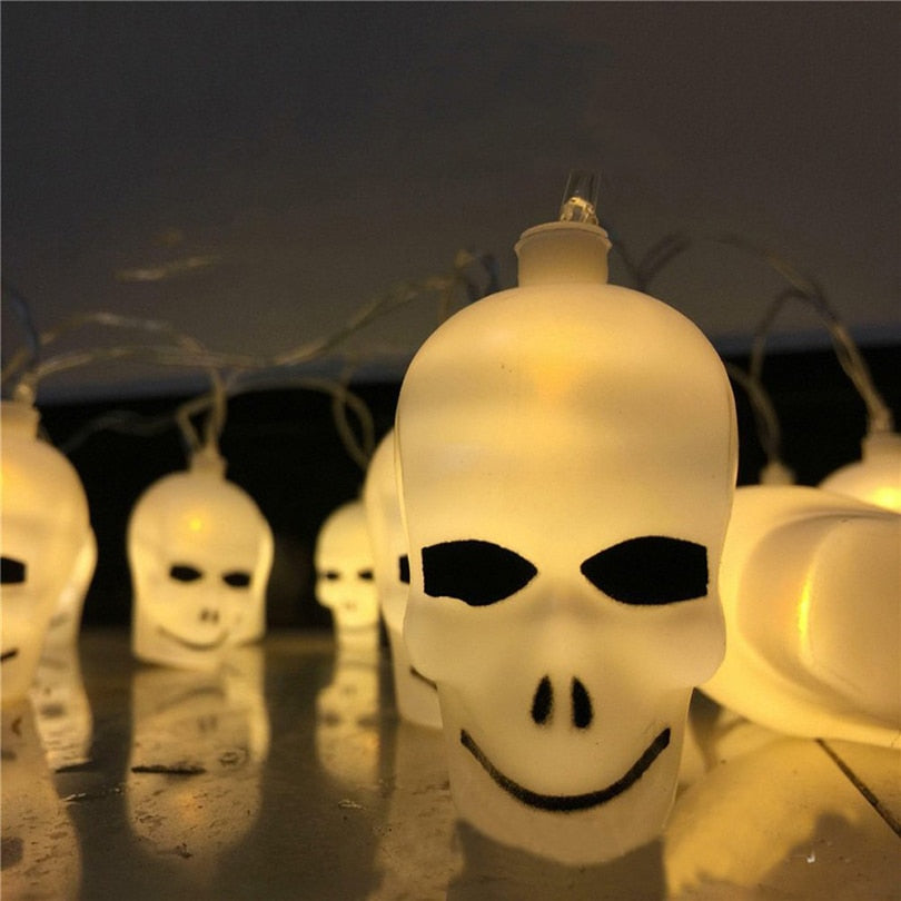 Battery Operated 3D Plastic 1M 10leds Skull Ghost Shaped LED String Lights Halloween Holiday Indoor Decoration Lanterns lights