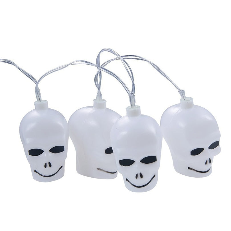 Battery Operated 3D Plastic 1M 10leds Skull Ghost Shaped LED String Lights Halloween Holiday Indoor Decoration Lanterns lights