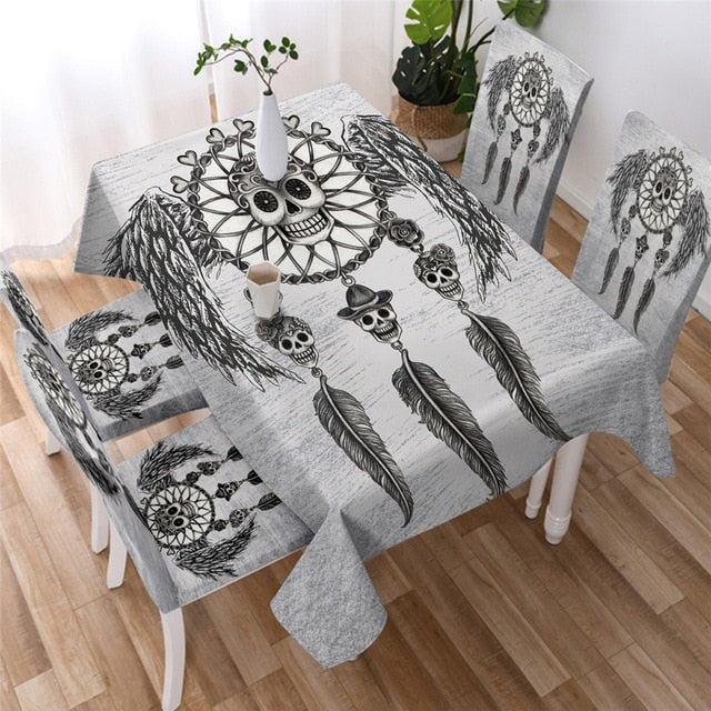 Sugar Skull Tablecloth Gothic Colorful Waterproof Table Cloth Rose Floral