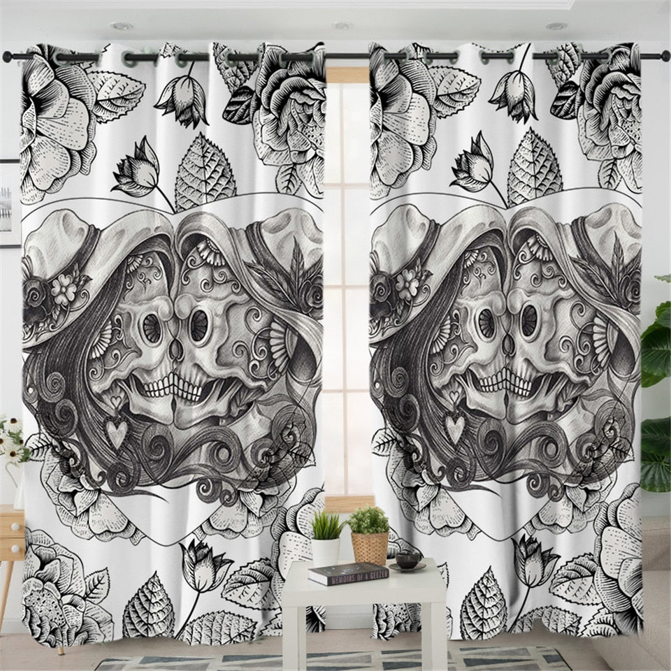 Skull Couple Bedroom Curtain Wedding Blackout Curtains