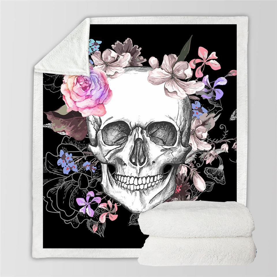 BeddingOutlet Sugar Skull Blanket for Beds Floral Roses Thin Quilt Fashionable Bedspread 130x150cm Fleece Throw Blanket
