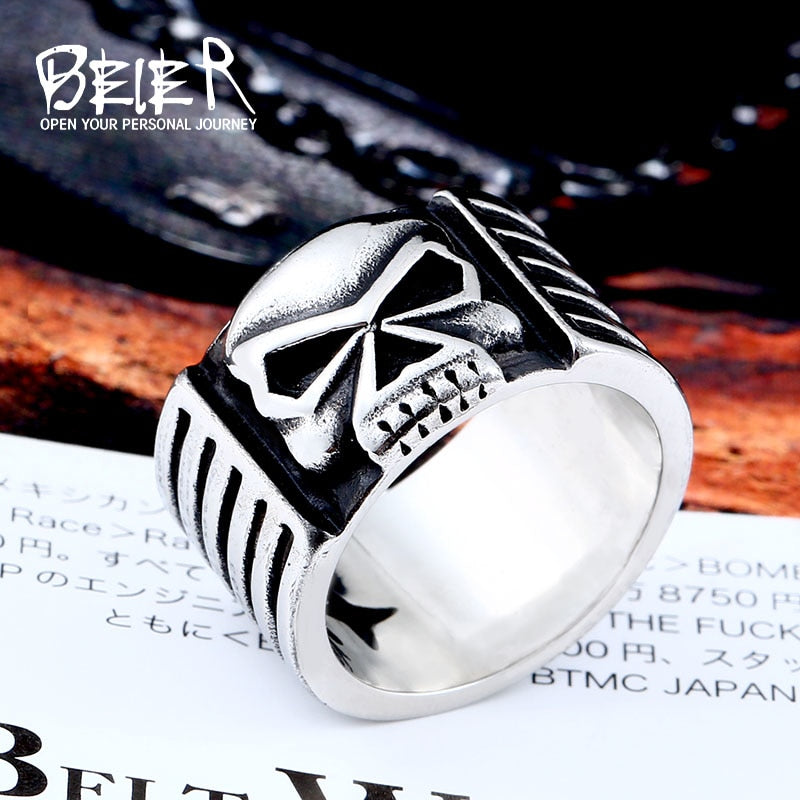 new store 316L Stainless Steel high quality Drop Ship A variety of Skull Big Punk Biker Ring fashion jewelry LLBR8-414R