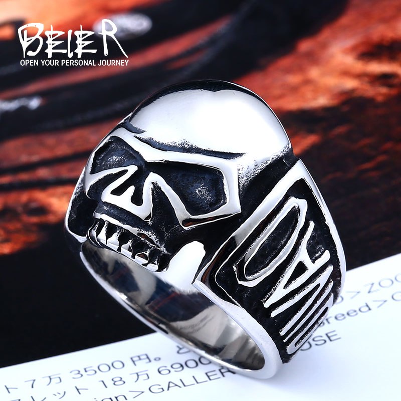 new store 316L Stainless Steel high quality Drop Ship A variety of Skull Big Punk Biker Ring fashion jewelry LLBR8-414R