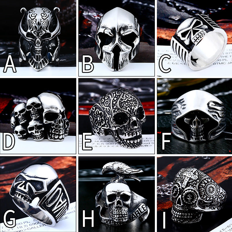 new store 316L Stainless Steel high quality Drop Ship A variety of Skull Big Punk Biker Ring fashion jewelry LLBR8-414R