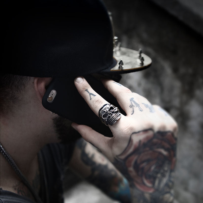 Beier new store 316L Stainless Steel ring top quality Big Tripple Skull Ring Punk Biker jewelry