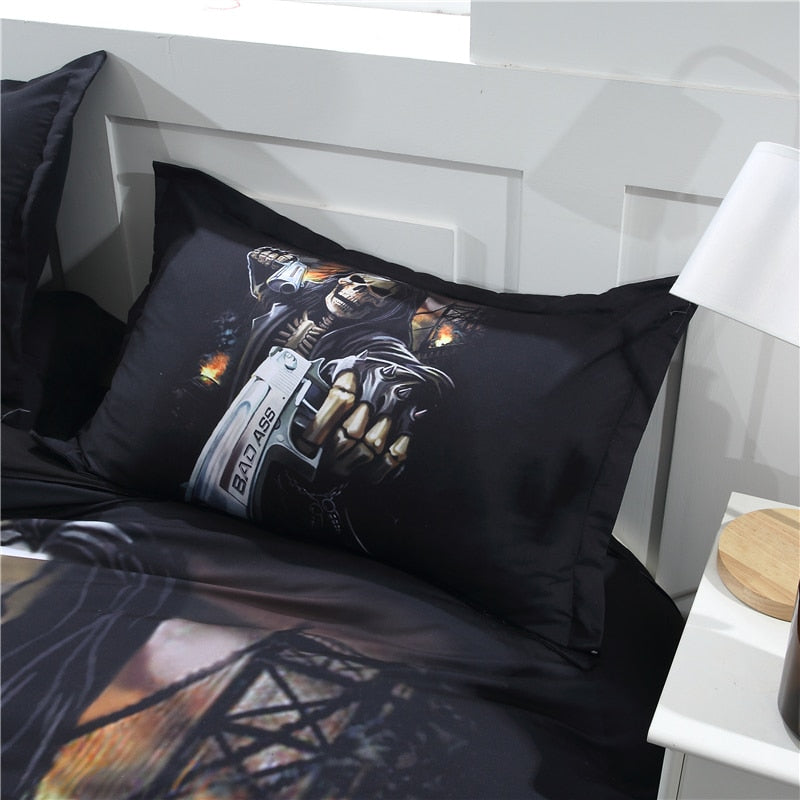 Black Skull Bedding Set Duvet Cover King Size Skull