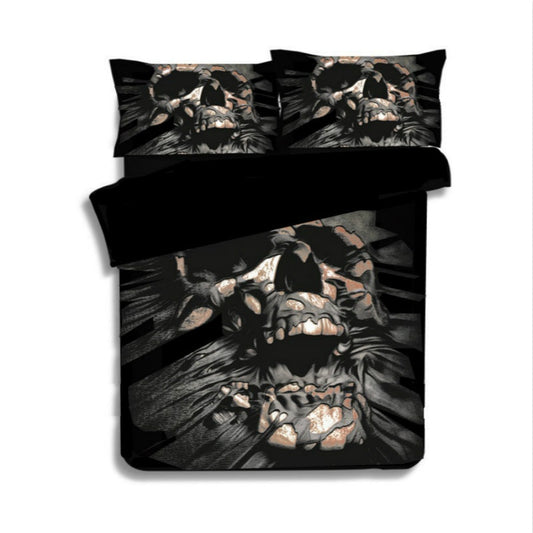 Brand Black 3D Skull Bedding Sets With Duvet Cover Bedclothes Single Full Queen King Size 3PCS New Design