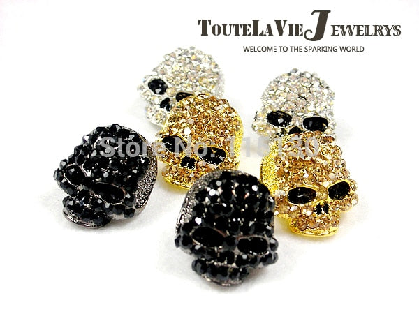 Brand Skull Rings For Men Rock Punk Unisex Crystal Black/Gold Color Biker Ring Male Fashion Skull Jewelry Wholesale