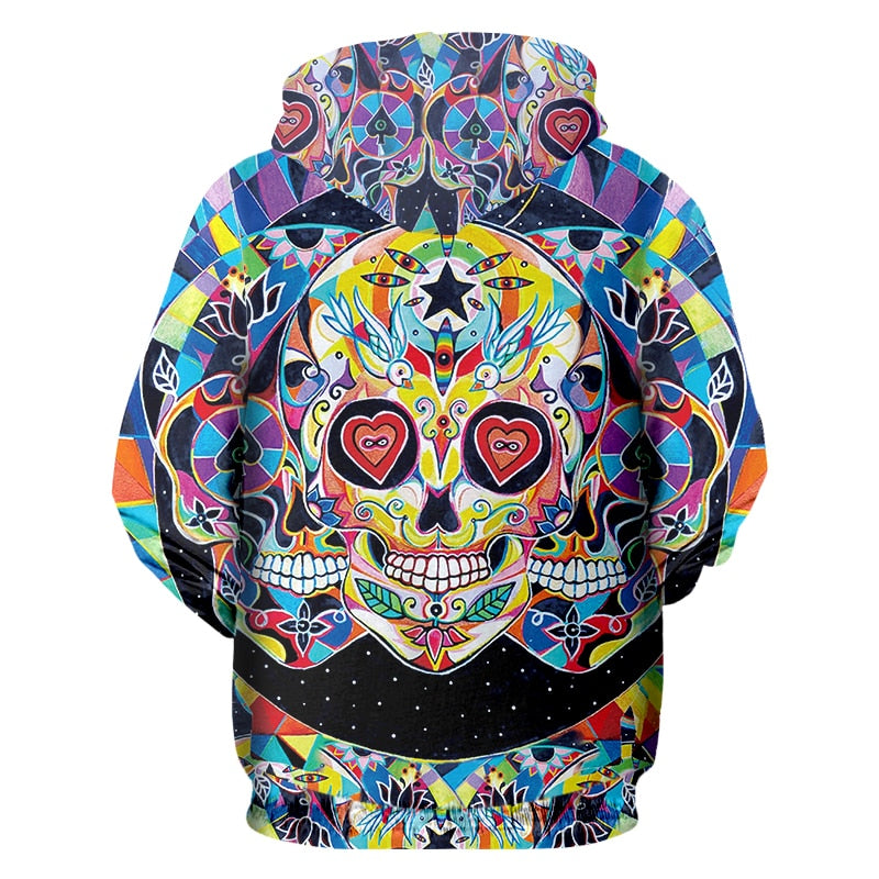 Face Graph Hoodies New Arrivals Men Fashion 3D Print Skull Sweatshirt Casual Long Sleeve Hip Hop Pullovers Sweats Unisex