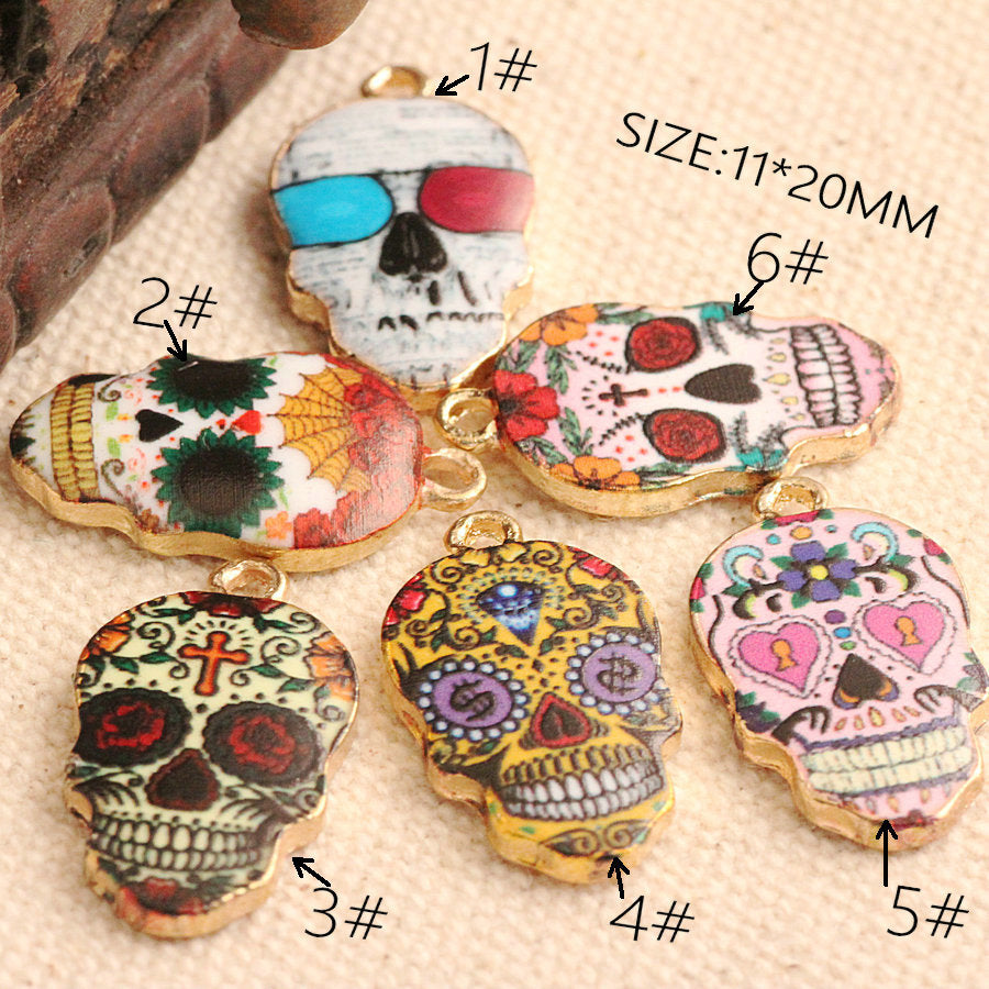 Calavera Expandable Sugary-sweet whimsical skull Earrings celebrate Mexican Day of the Dead Halloween Sugar Skull Earring 1 Pair