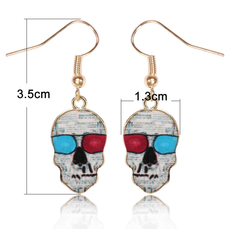 Calavera Expandable Sugary-sweet whimsical skull Earrings celebrate Mexican Day of the Dead Halloween Sugar Skull Earring 1 Pair