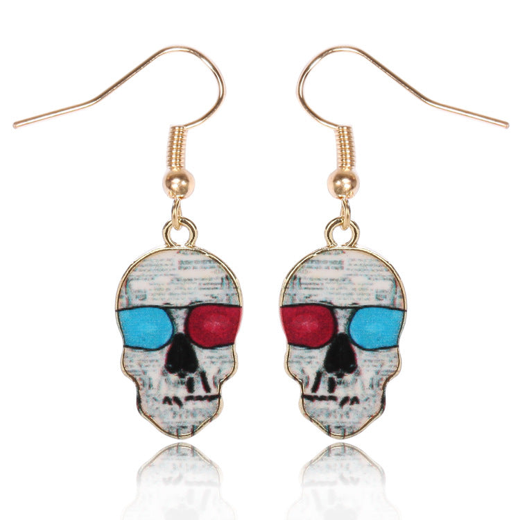 Calavera Expandable Sugary-sweet whimsical skull Earrings celebrate Mexican Day of the Dead Halloween Sugar Skull Earring 1 Pair