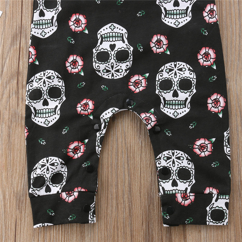 2Pcs Newborn Baby Boys Girls Skull Romper Jumpsuit